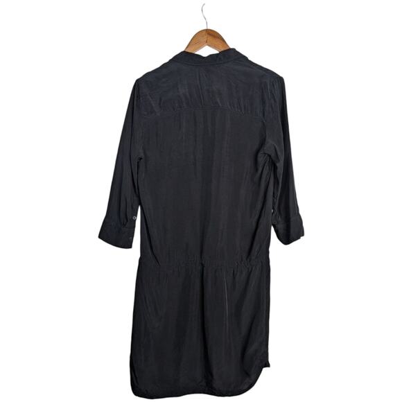 James Perse Crupo Button Front Shirt Dress Medium Black Drawstring Casual - Picture 6 of 11